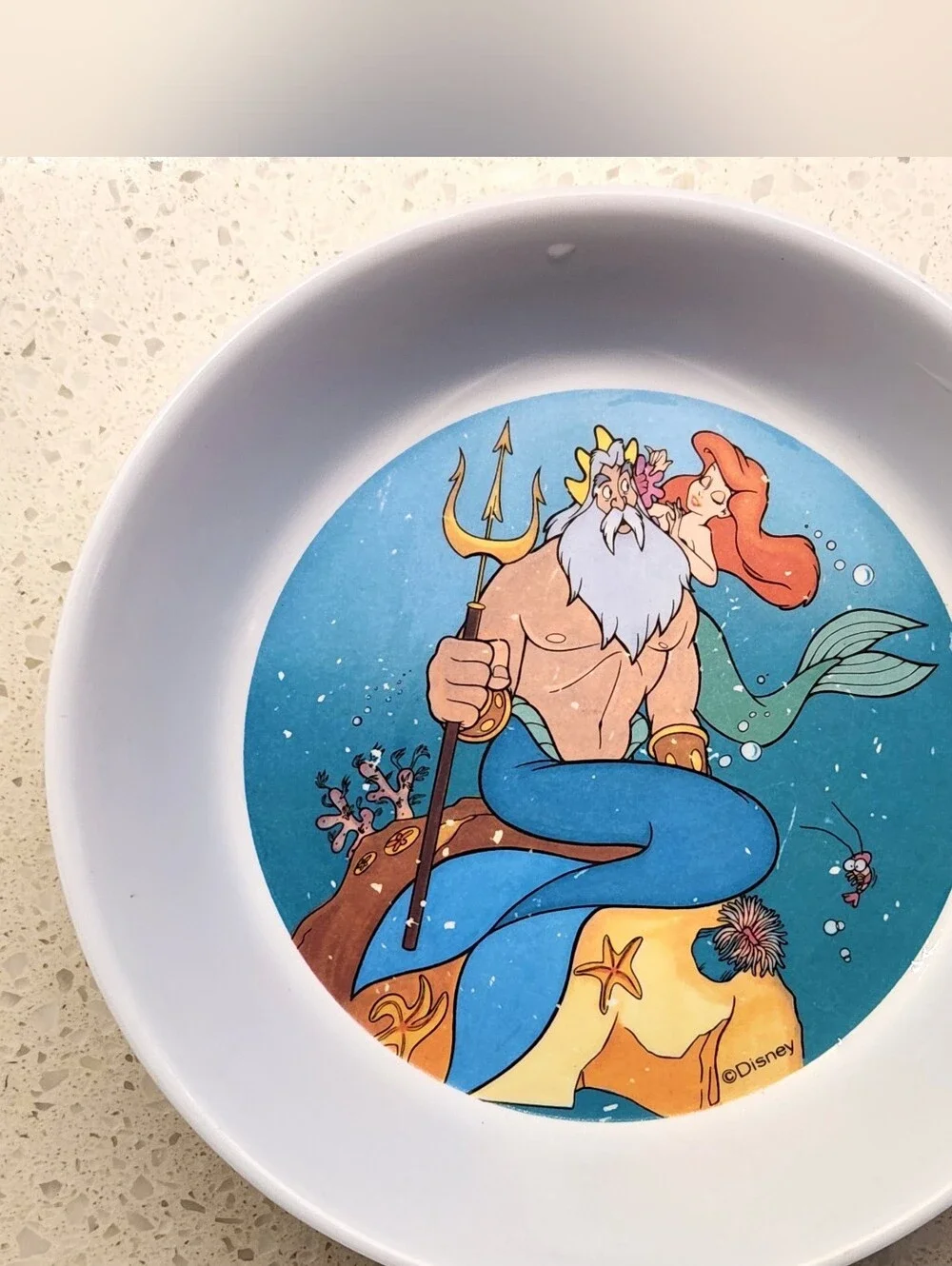 Vintage 90s Zak Designs Disney The Little Mermaid King Triton Kid Character Bowl